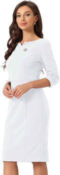 Allegra K Vintage 3/4 Sleeve Bodycon Midi Dress - Timeless Workwear