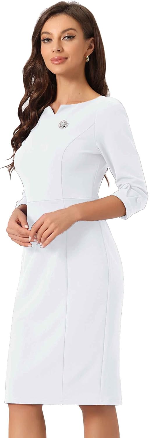 Allegra K Vintage Dress for Women 3/4 Sleeve Bodycon Style