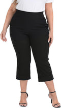 HDE Plus Size Pull On Capris for Women - Tummy Control Comfort Pants