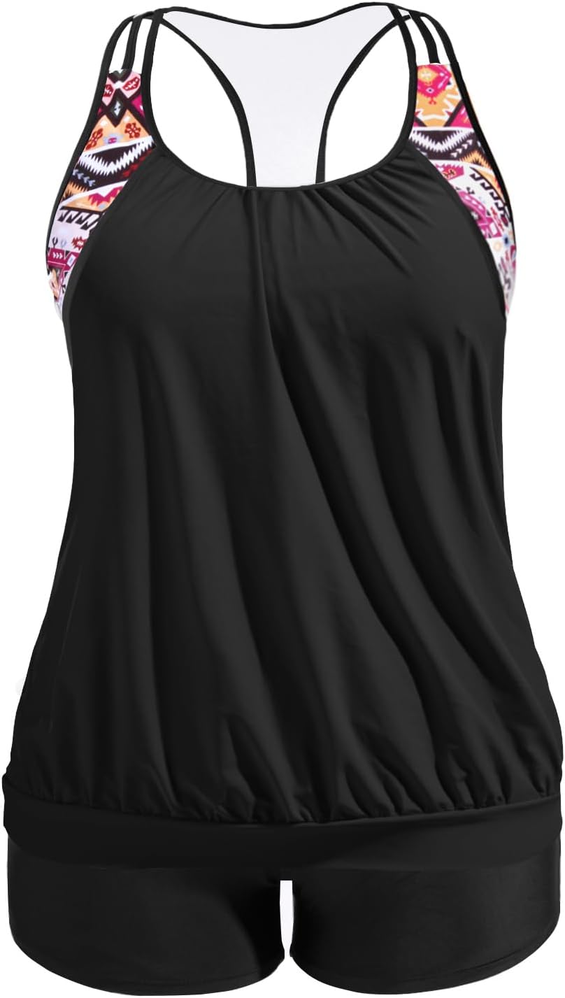 Holipick Plus Size Tankini Swimsuit for Women with Tummy Control