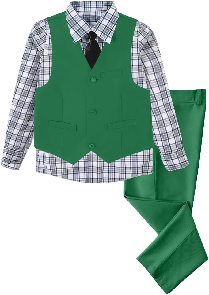 Boys 4 Pieces Suits Slim Fit Kids Outfits for Formal Dresswear