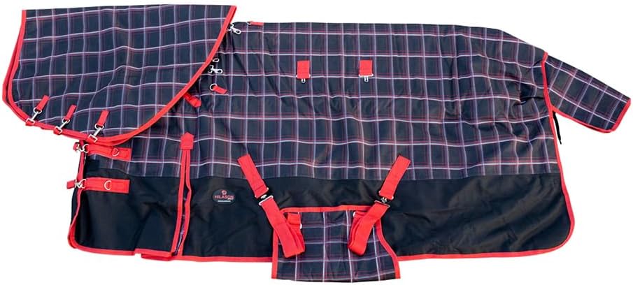 Red Black Plaid 78 in Waterproof Winter Horse Blanket for Horses