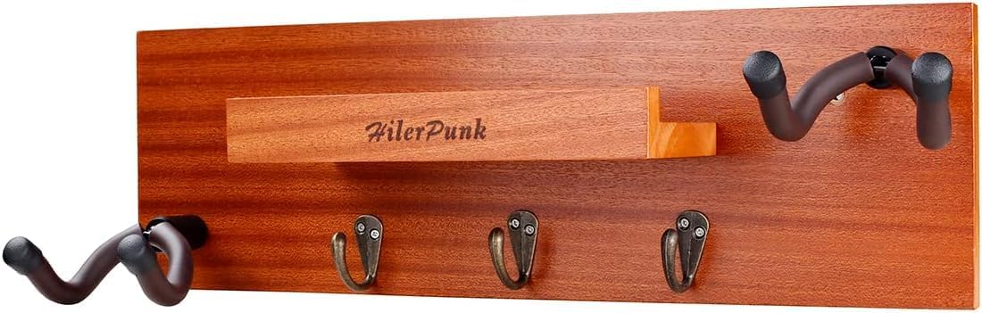 Sapele Wood Guitar Wall Mount Organizer - Hiler Punk