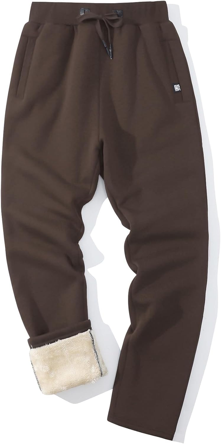 Flygo Men's Fleece Pants: Winter Warm Joggers for Comfort
