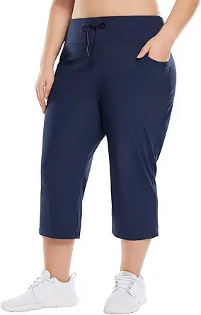 BALEAF Plus Size Capri Pants for Women with Pockets and Comfort