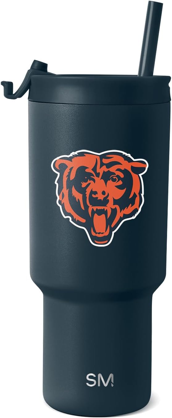 Chicago Bears 30 oz Tumbler with Flip Lid and Straws - Perfect Gift