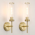Modern Gold Bathroom Wall Sconces Set of Two with Glass Shade