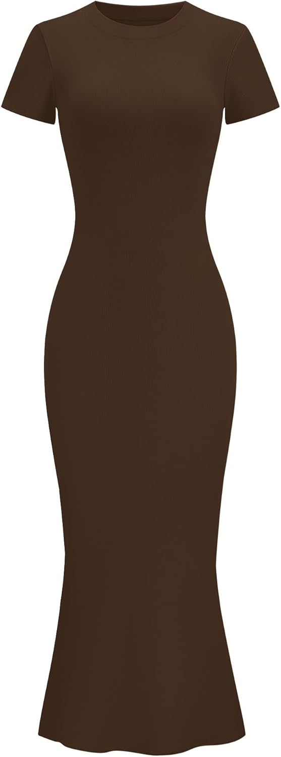 LOMON Women Fishtail Hem Ribbed Maxi Dress for Summer Style
