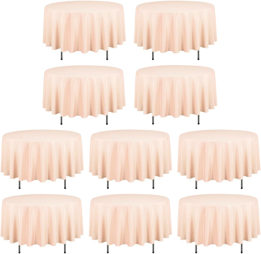 90 Inch Round Tablecloths for Weddings and Parties - Peach Color