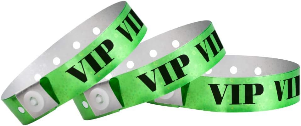 500 Premium Holographic Green Secure Snap Wristbands for Events