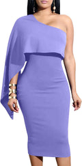 GOBLES Women's One Shoulder Ruffle Bodycon Midi Dress - Thick Knit Fit