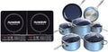 Nuwave Double Induction Cooktop with Duralon Blue Cookware Set - Dual