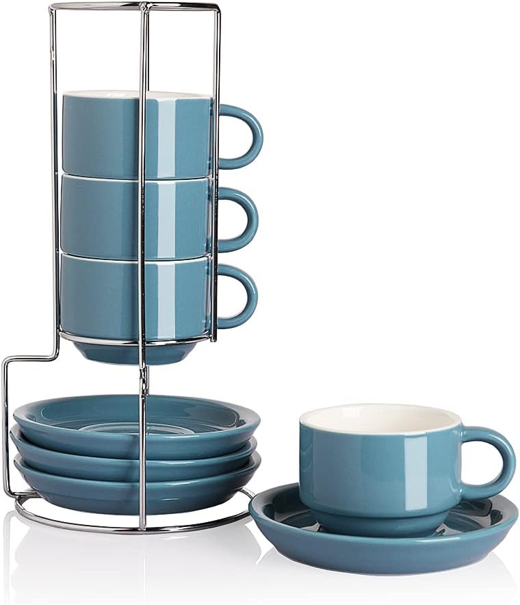 Sweejar Porcelain Espresso Cups Set with Saucers for Coffee