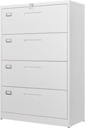 Letaya 4 Drawer Metal Lateral File Cabinet with Lock - Secure Office