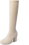Women's Chunky Heel Knee High Boots - Comfortable Knee-High Style