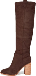 Fashionable Knee-High Block Heel Boots in Suede for Women