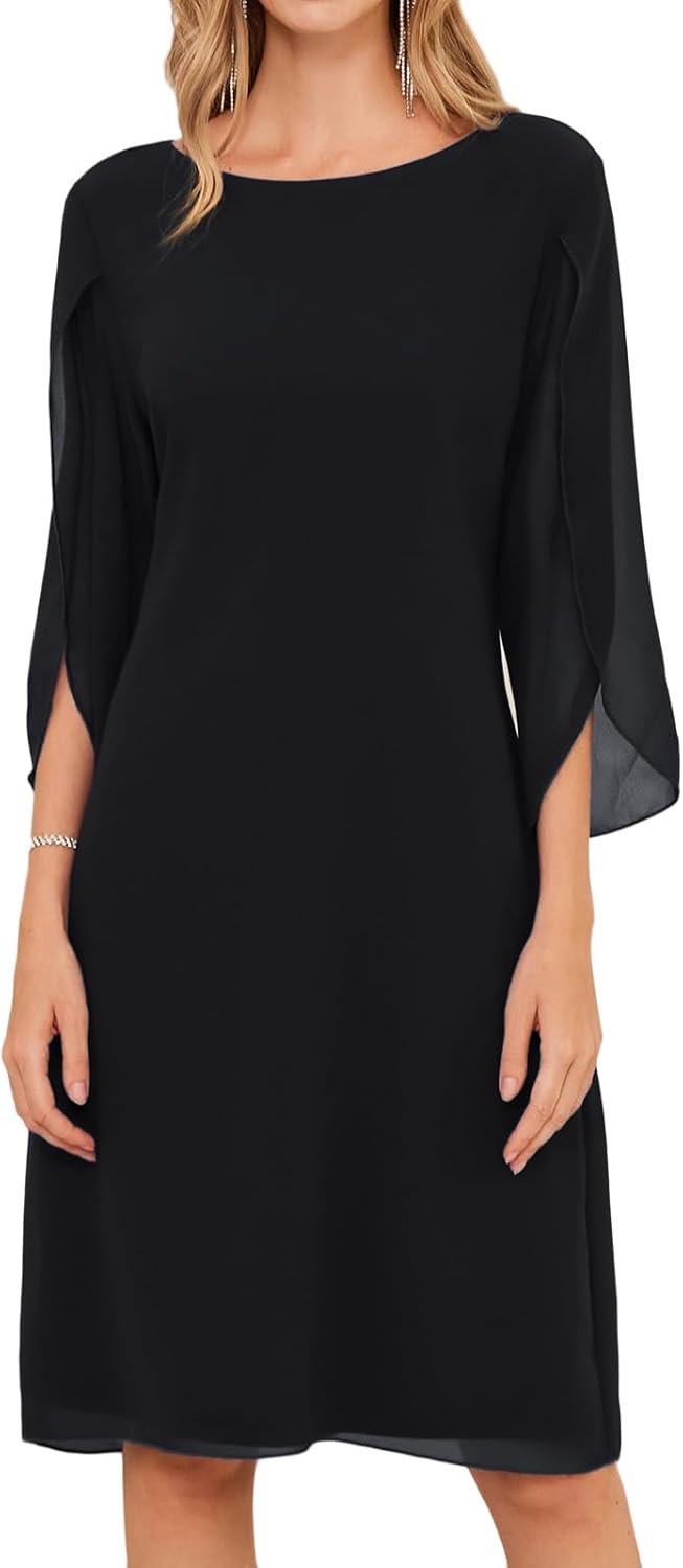 Chiffon Dresses for Women with Flutter Sleeves for Events