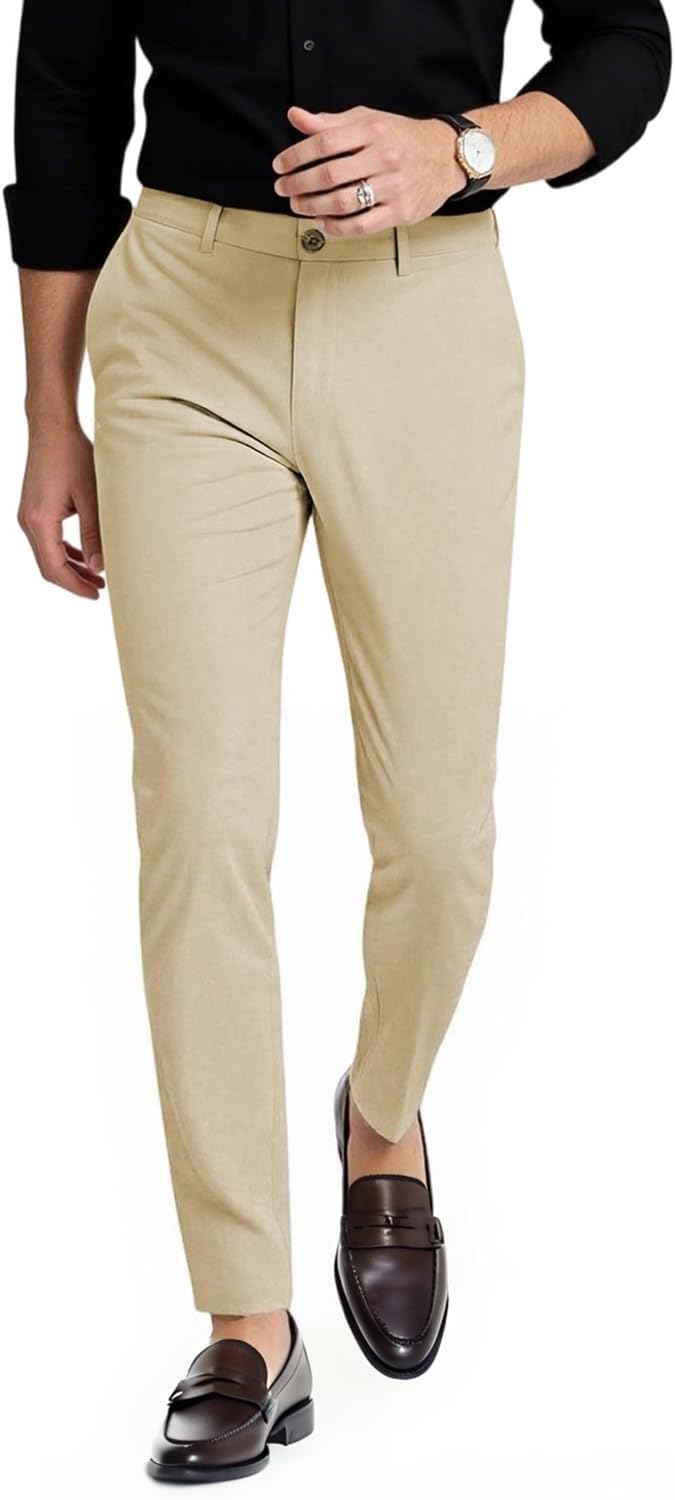 Mens Dress Pants Slim Fit Stretch Fashion Plaid Pant for Style