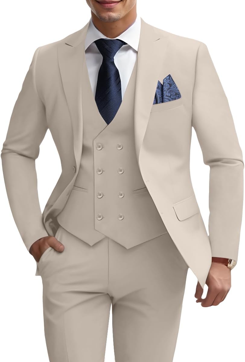 Mens 3 Piece Slim Fit Suit Set for Weddings and Formal Events