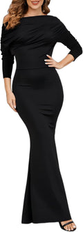 Womens Bodycon Formal Maxi Dress - Elegant Long Sleeve Mermaid