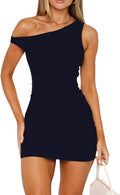 ForeFair Womens Off The Shoulder Mini Dress - Stretchy Bodycon Fit