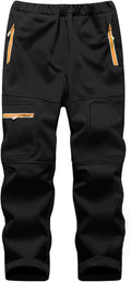Boys Softshell Snow Waterproof Pants - Fleece Lined Warm Fit