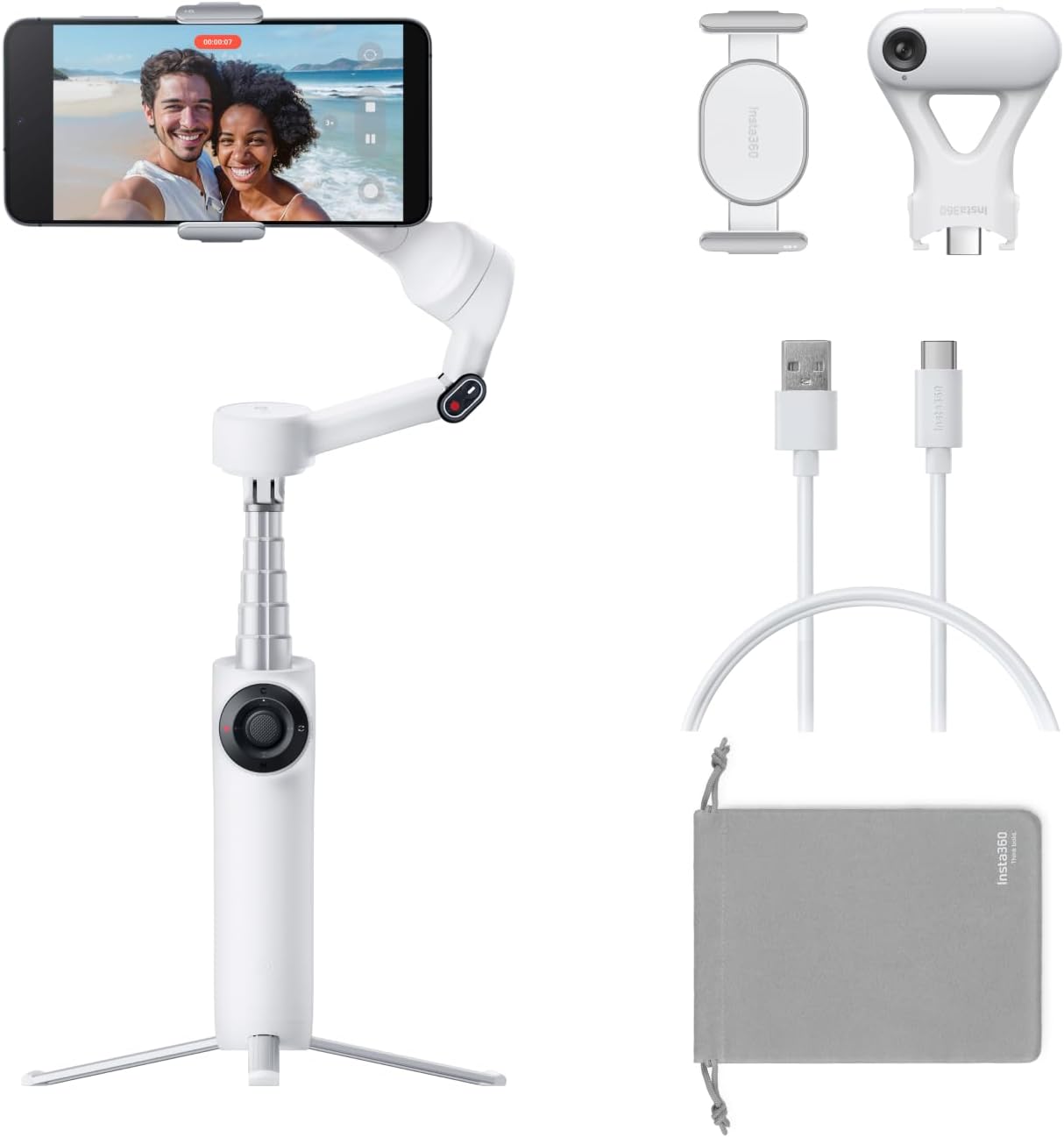 Insta360 Flow 2 Plus AI Tracker Bundle - Ultimate Phone Gimbal