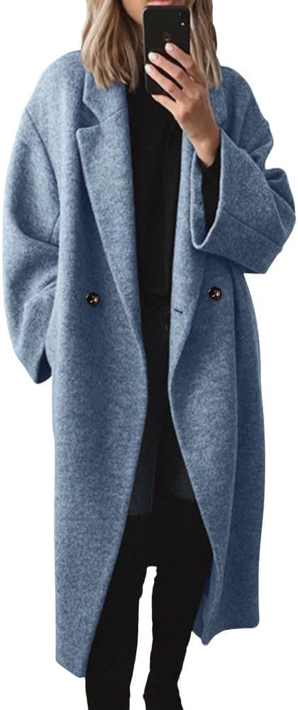 Chouyatou Women's Winter Wool Coat - Stylish Double Breasted Design