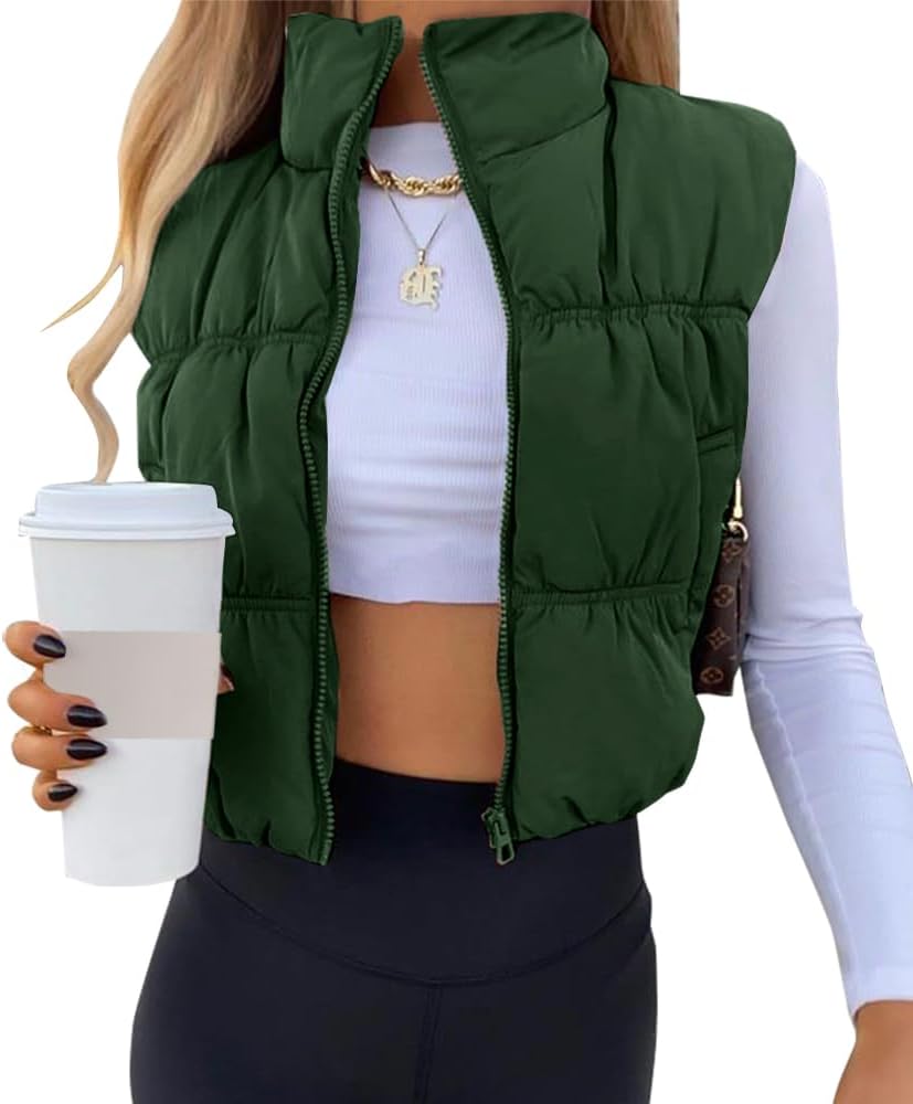 SySea Women's Crop Puffer Vest: Lightweight Sleeveless Warm Outerwear