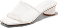 Coutgo Womens Mesh Slide Sandals Chunky Heels Mules - Square Toe