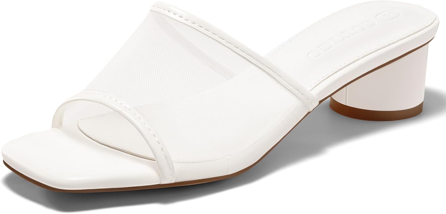 Coutgo Womens Slide Sandals with Chunky Heels for Summer