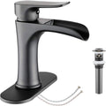 Waterfall Bathroom Faucet Matte Black Waterfall Faucet - Sleek Deck