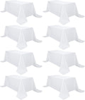 8 Pack White Tablecloth 90 x 156 in for 8 ft Tables - Wrinkle