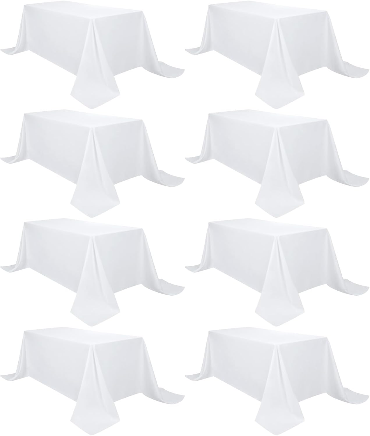 8 Pack White Tablecloths for 8 Foot Rectangle Tables - Elegant