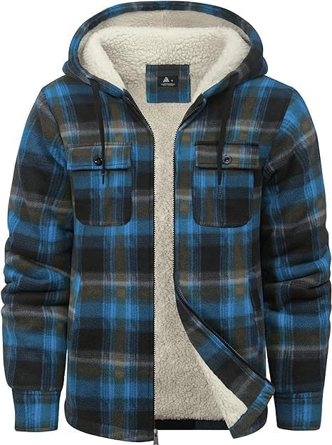 ZITY Men's Flannel Hooded Jacket for Warmth and Style
