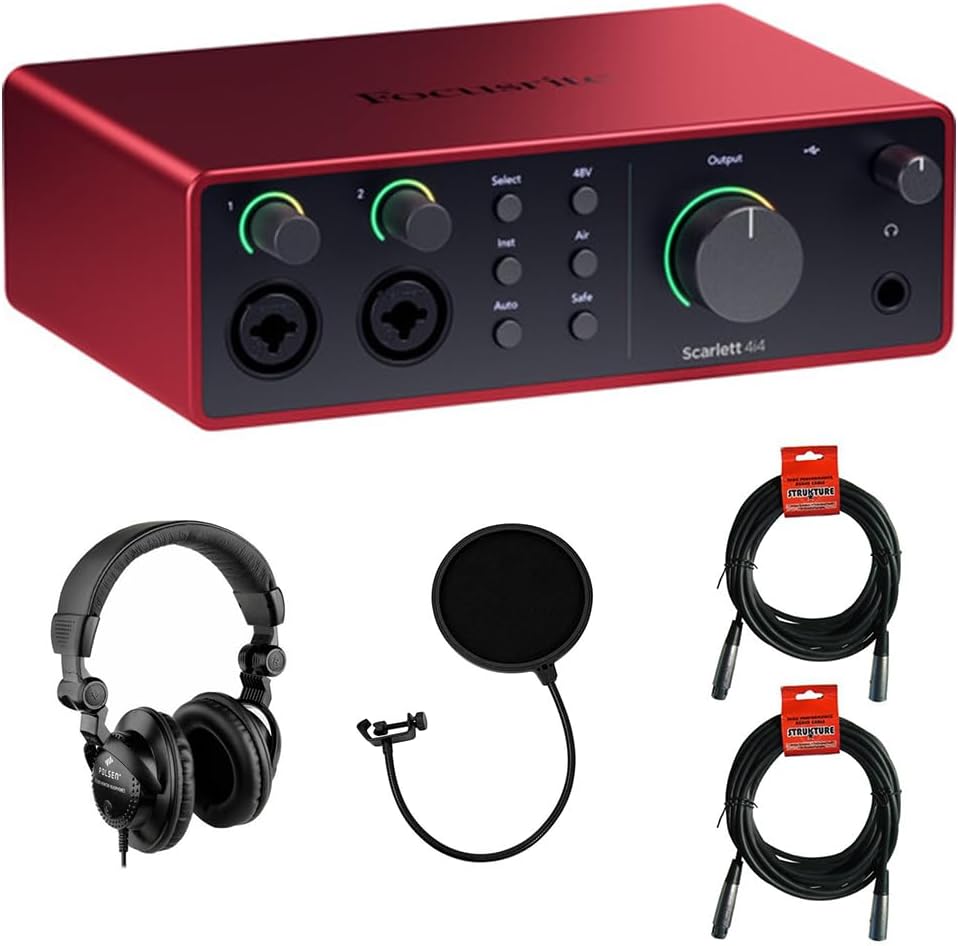 Focusrite Scarlett 4i4 USB-C Audio Interface Bundle for Musicians