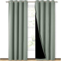 NICETOWN 100% Blackout Curtain Panels, Greyish Green - Thermal Light
