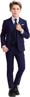 Boys Suits 5 Piece Slim Fit Suit for Kids - Classic Navy 3T
