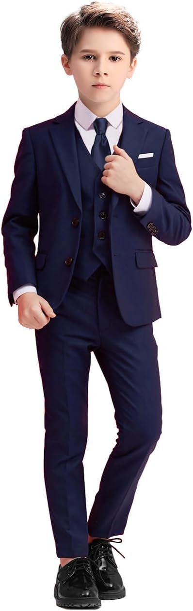 Boys Suits 5 Piece Slim Fit Suit for Kids Formal Events