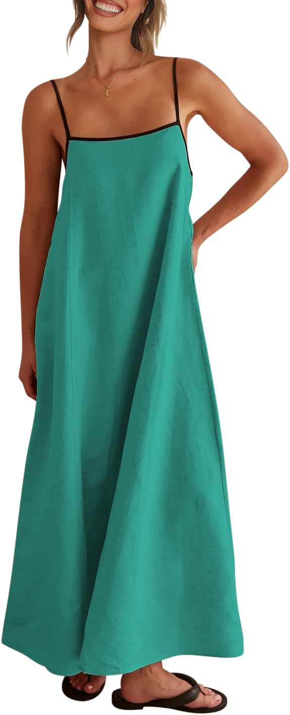 Linen Maxi Dress for Women - Casual Party Slip Dress