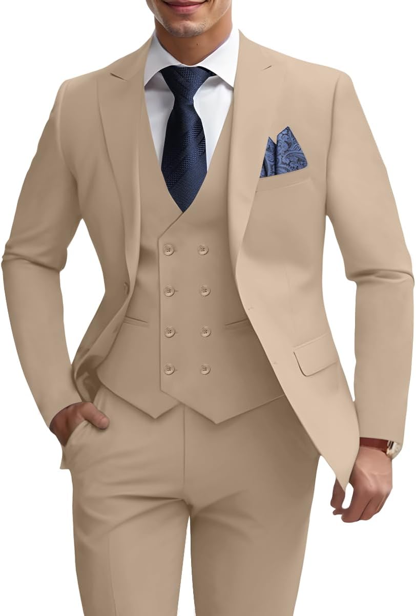 Mens 3 Piece Slim Fit Suit Set for Weddings and Formal Events