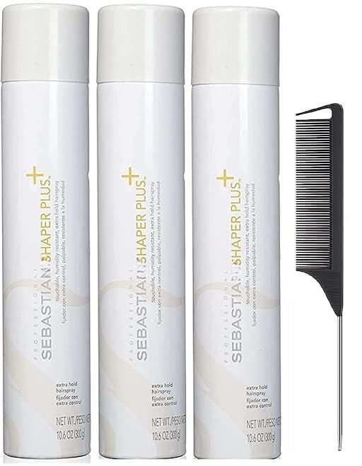 Shaper Plus Extra Hold Hairspray and Black Steel Comb Pack of 3
