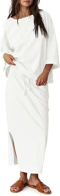 Tankaneo Womens 2 Piece Outfits Fall Skirt Sets Oversized