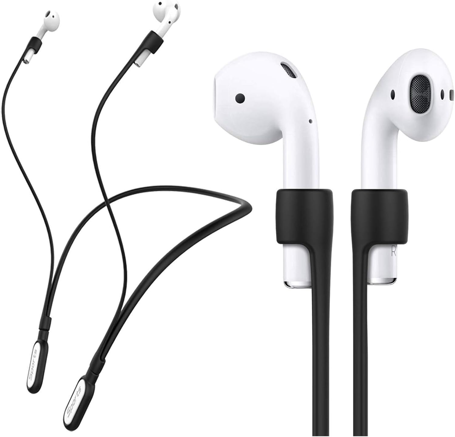 Anti-Lost Silicone Sports Neck Strap for Airpods Pro - Black/White