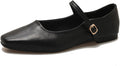 Women's Classic Leather Square Toe Mary Jane Flats - PU Comfort