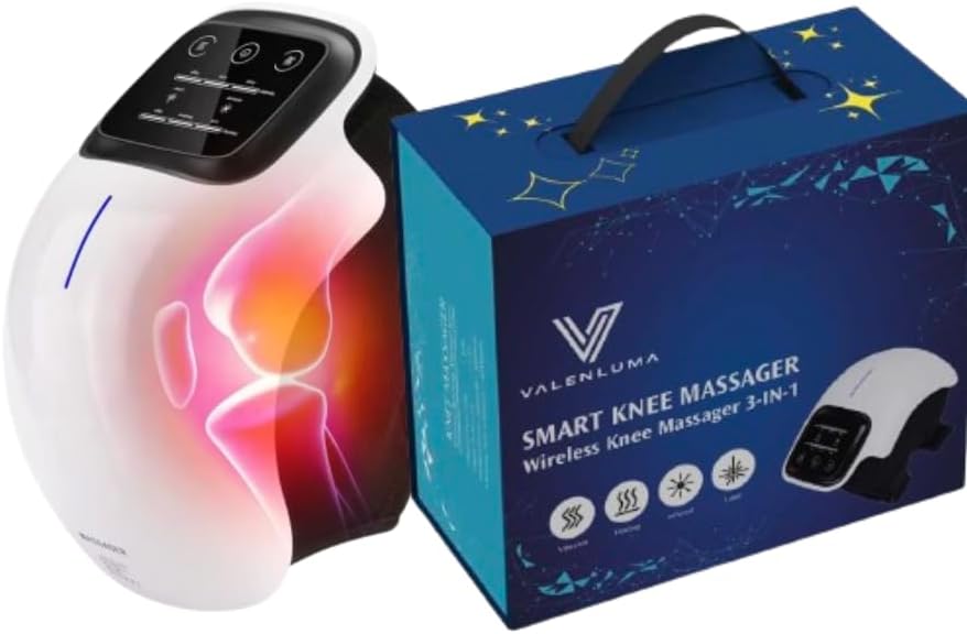 Portable Cordless Knee Massager - Heat & Vibration Therapy - 3 Intensity Levels