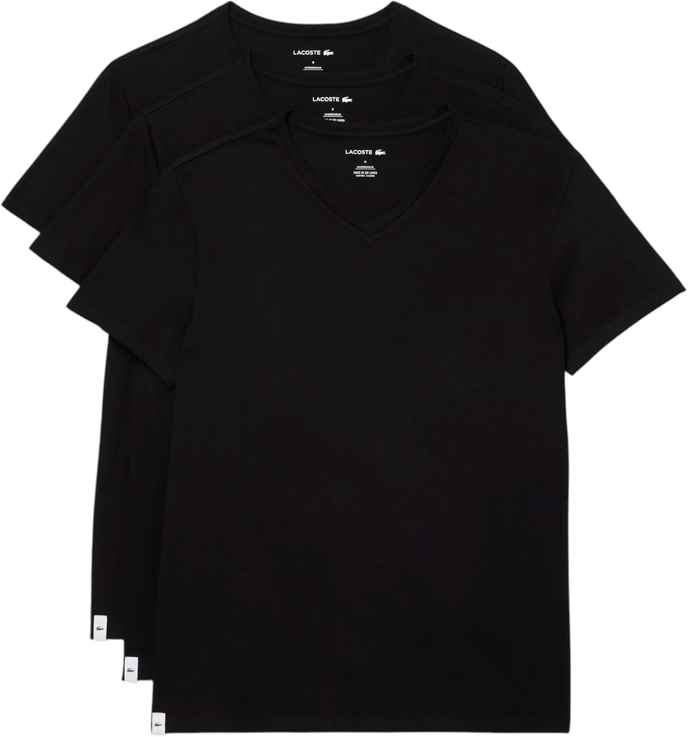Lacoste Men's 100% Cotton Regular Fit V-Neck Undershirt 3-Pack