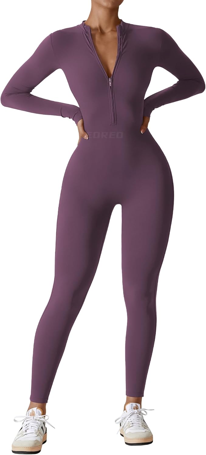 YEOREO Women Long Sleeve Workout Jumpsuit for Active Style