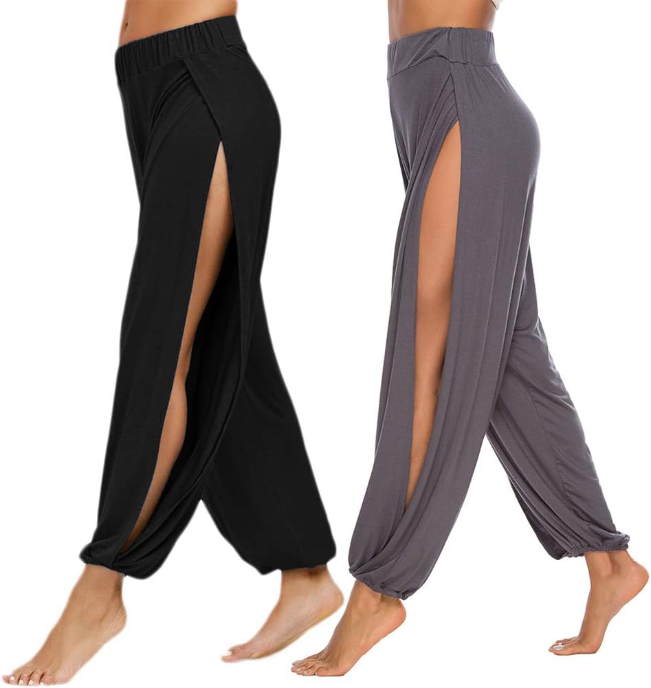 High Slit Harem Pants for Women - Comfortable Hippie Trousers