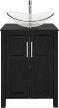 24 in Bathroom Vanity with Glass Vessel Sink - Compact Black Vanity